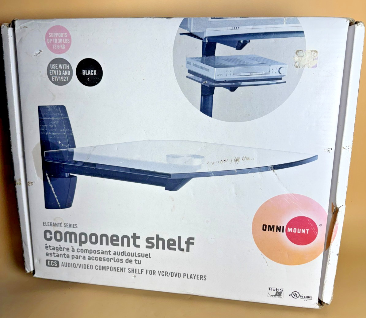 OmniMount Elegante Series Audio Video Component Shelf for VC