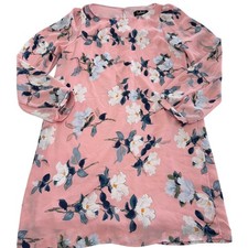 Lulus Dress Women Small Rosalinda Blush Pink Floral Print Long Sleeve Shift Mini