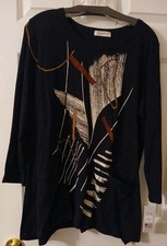 Jess & Jane Sz L Modernist Funky Soft 3/4 Sle...
