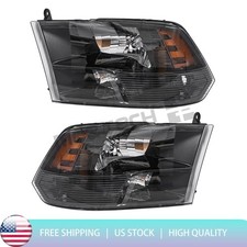 For 2009-2018 Dodge Ram 1500 2500 3500 Headlights Assembly Pair Black Headlamps