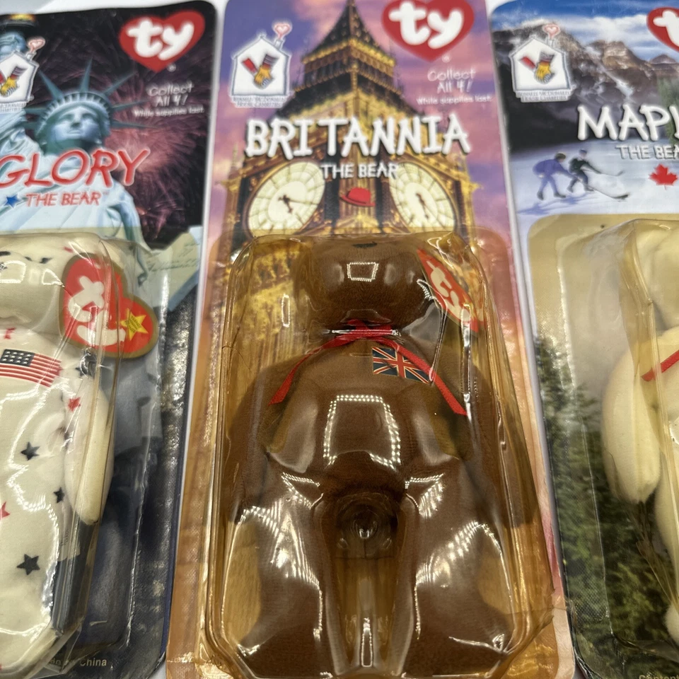 Ty McDonalds Beanie Babies Toys Glory, Maple, Britannia Bears in Package Sealed - Image 4 of 4