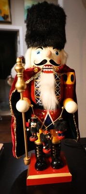 Large Regal Nutcracker with Hanging Soldiers   Ornate Holiday Display Piece