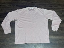 Uniqlo U Airism Mens Large Long Sleeve Crewneck Shirt Light Pink Cotton Blend