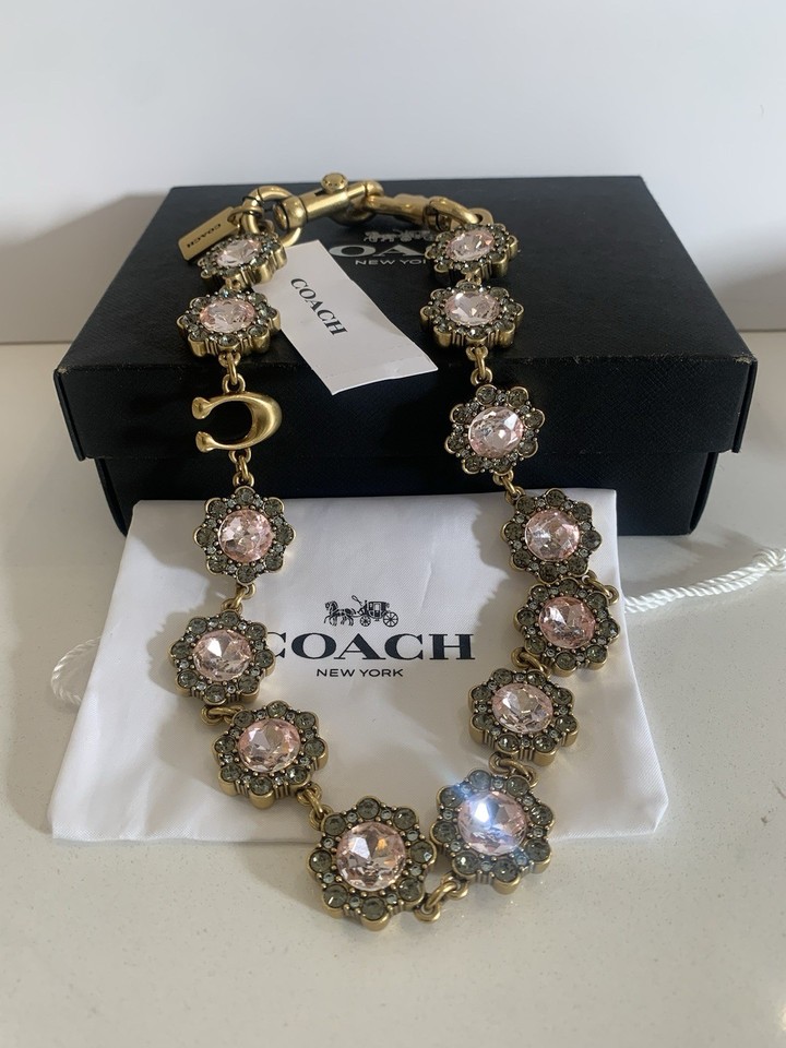COACH Short Jewelry Chain Strap PINK Multi Brass w/gift box - NEW | eBay