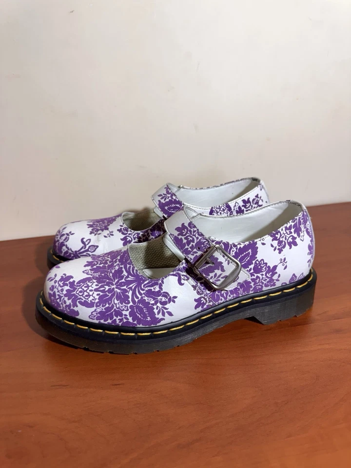 Sapato Feminino Dr. Martens Mary Jane 5026 Polley Fivela Floral Roxo Tamanho UK7 41 - Imagem 2 de 4