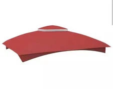 Outsunny 10x 12 ft Gazebo Canopy Replacement, 2-Tier with Drainage Holes - Red