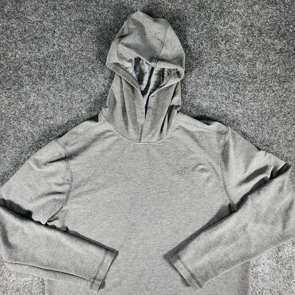 Camisa Orvis Para Hombres Grande Gris Con Capucha Manga Larga Colección Clásica Pesca Senderismo Foto 4 de 4