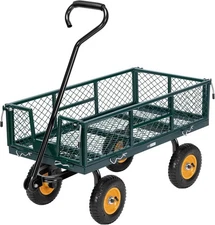 Steel Garden Cart 550 lbs Capacity Removable Sides Wheeled Utility Wagon