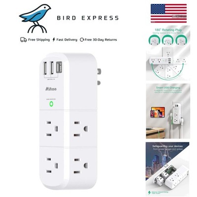 9 Outlet Power Strip with USB Ports and Surge Protector, Rotating Plug, 1800J