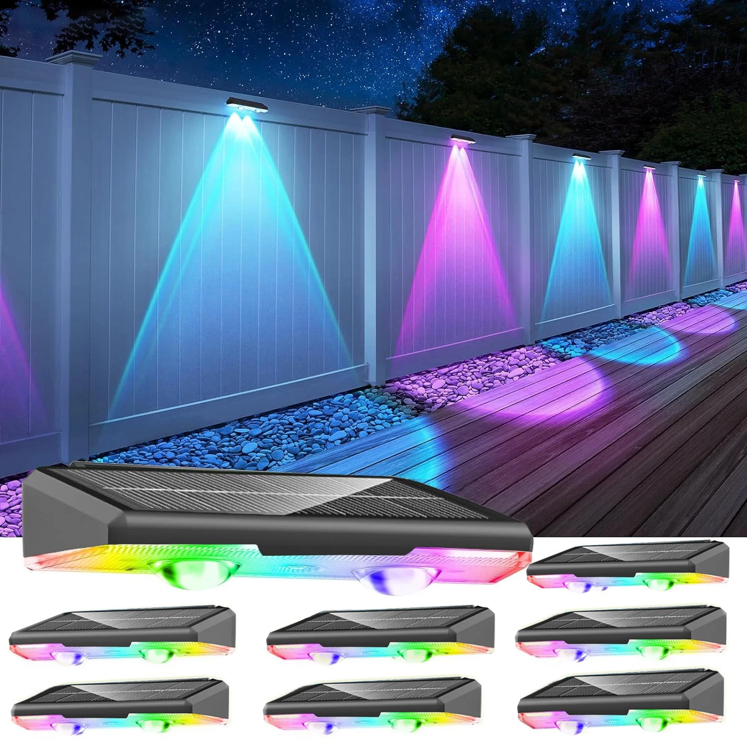 8Pcs LED Solar Power Fence Lights Deck Door Wall Stair Outdoor Garden Decor Lamp