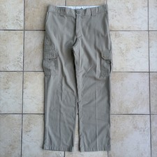 Dickies Pants Mens 34x32 Khaki Beige Straight Leg Cargo Skater Utility Workwear