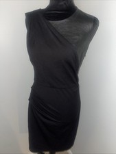 New Womens NWT $475 Halston Heritage Sleeveless Leather Black Dress 4 Designer