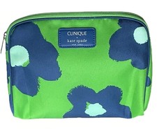 NEW Clinique x Kate Spade Makeup Bag - Green/Navy Floral Zip