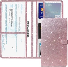 Car Glove Box Organizer With Leather Insurance Registrat Color Glitter-pink