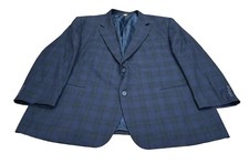 Oak Hill Mens Sport Coat Plaid Two Button Double Vented Blazer Blue Sz 3XL 54/56