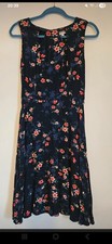 Apricot Dress Size 8 Dark Blue Floral Shift Small S A-line Short Sleeve Women's