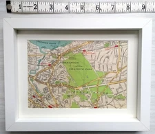Greenwich Park Framed Cloth Map 1937 London Picture Vintage Blackheath Deptford