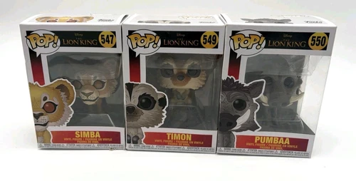 Funko Pop Disney The Lion King Simba Timon & Pumbaa 547 549 550 Lot of 3 Pops