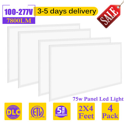 4-8PCS 2x4Ft Drop Ceiling Flat LED Light Panel,Recessed Edge-Lit Troffer Fixture