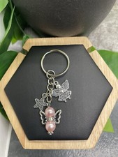 3" Handmade Angels Watching Keychain Purse Bead Charm New Free Ship B4007