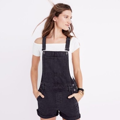Madewell Women's Adirondack Short Overalls Washed Black | eBay