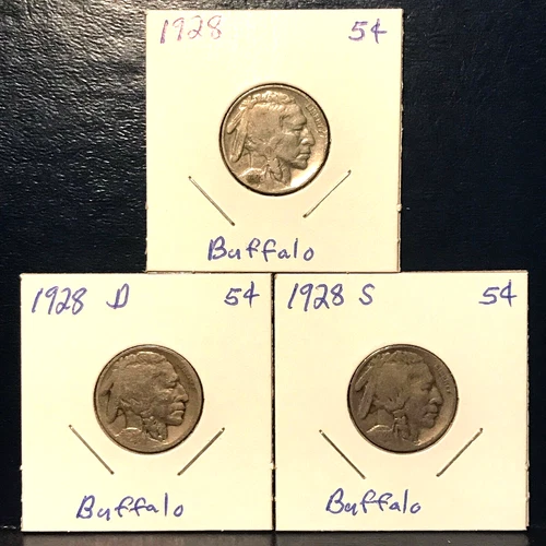 1928, 1928 D, 1928-S  Buffalo  Nickels~ VERY  NICE !!!