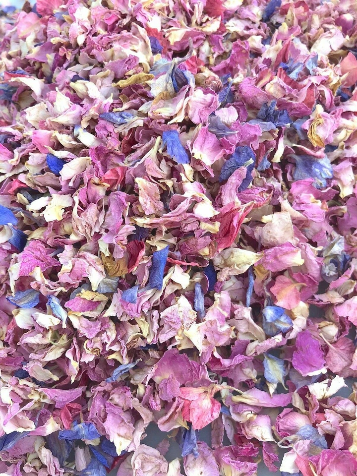 50 Invitados Biodegradable Boda Confeti Rosa Marfil Rosa Mezcla Pétalos Flor Seca Foto 2 de 2