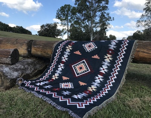 Large Indian Tribal Navajo Decorative Blanket Aztec Camping Picnic Beach Rug - Bild 11 von 36