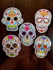 STICKERS x 5 Sugar Skull Large Sticker Dia de Los Muertos 1SK