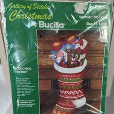 18" Christmas Stocking Kit 32262 "A Stocking for You" Bucilla Felt Sequins NIP