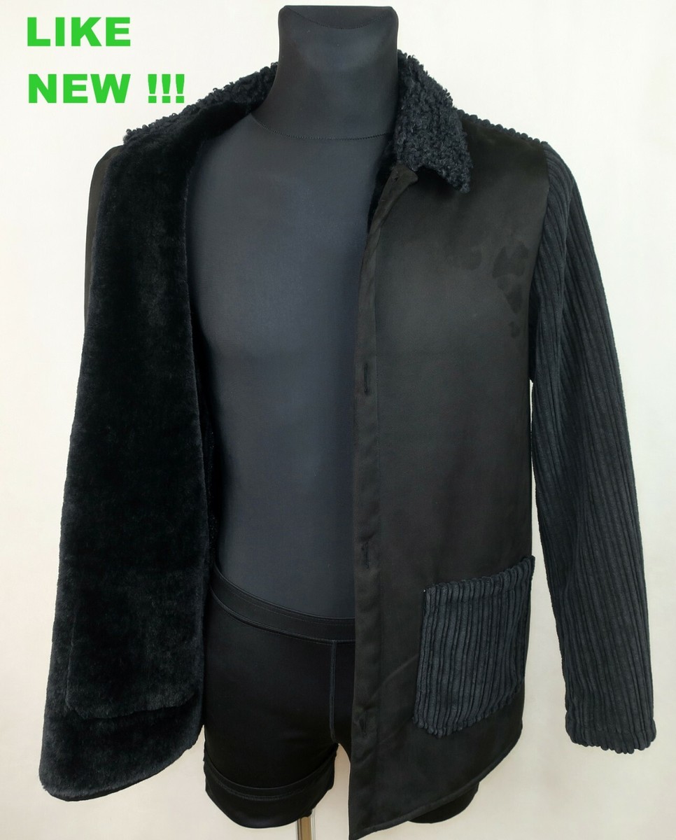 DANIELE ALESSANDRINI GREY CINQUANTA MENS FAUX FUR JACKET COAT size 