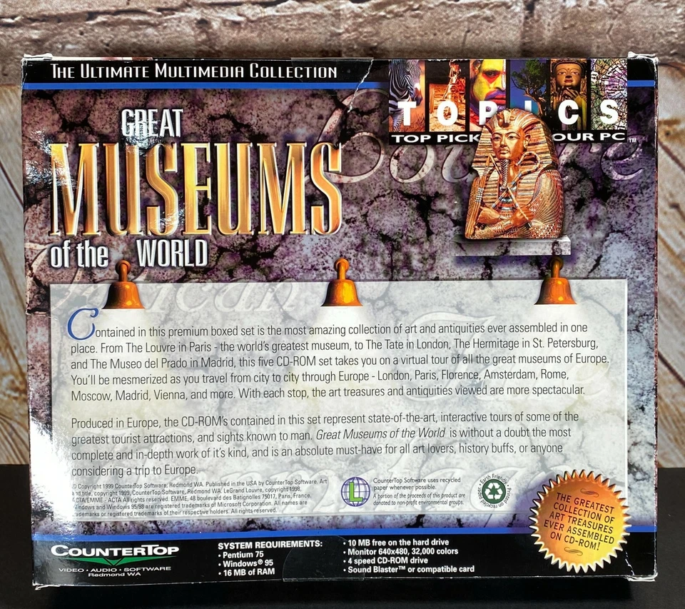 SEALED Great Museums Of The World, 1999 Big Box PC, CounterTop Software CD Win95 - Image 2 of 4