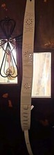D'Addario 2.5 Inch Leather Guitar Strap Perforated - White , New 