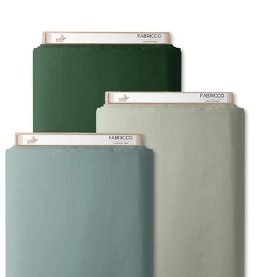 FABRICCO Green Plain Fabric , 100% cotton , 158 cm 64'' , Sage, Dark Green, Craft