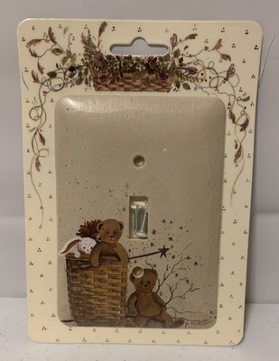 Vintage 1995 Pat Richter Illustrated Bears Bunny & Fairy Wand Switch Plate C200
