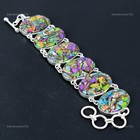 925 Sterling Silver Fiesta Kingman Turquoise Stone Chain Mother Bracelet Jewelry