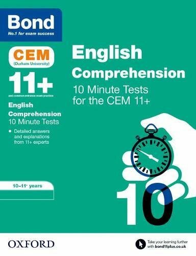 Bond 11+: CEM English Comprehension 10 Minute Tests: 10-11 Years By Christine J