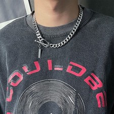 Titanium Steel Link Chain Necklace for Men Women,Punk Hip Hop Necklace