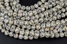 Natural Dalmatian Jasper Beads Smooth Round High Quality 6mm, 8mm Full 15 Inch