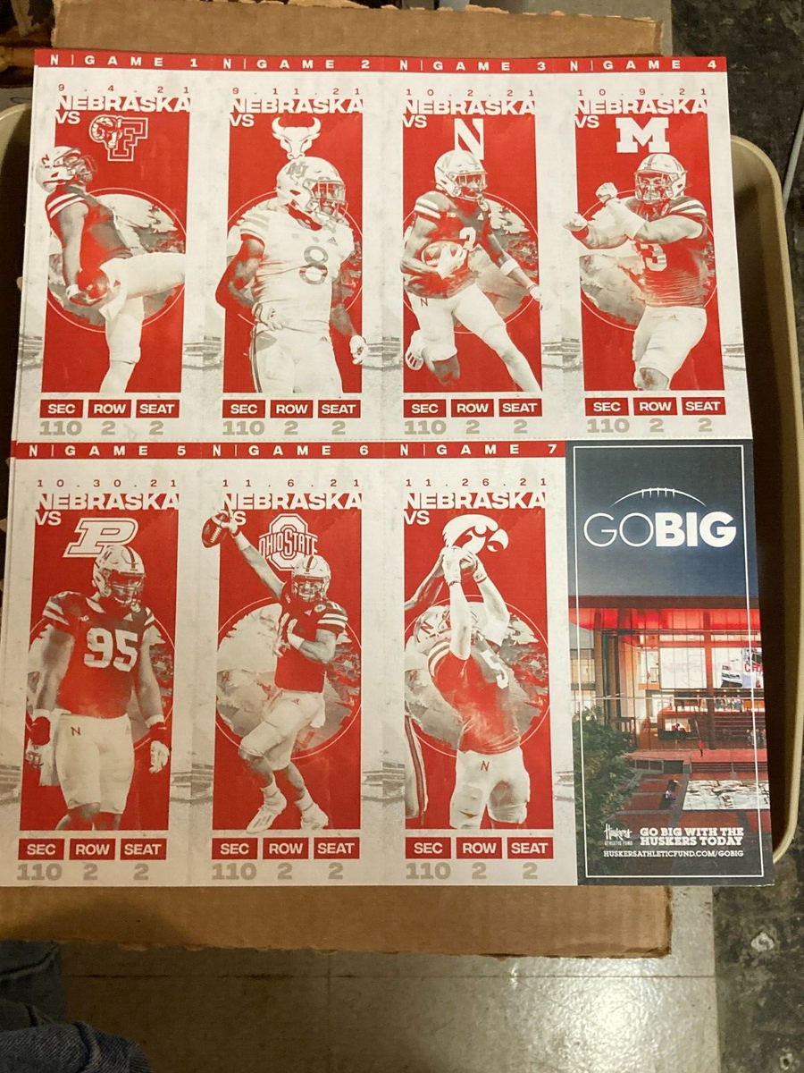 2021 Nebraska Cornhuskers Football FULL SEASON UNSEPARATED Tickets