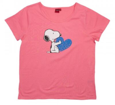 Peanuts Snoopy pink Damen T-Shirt - Snoopy - Hearts - Herzen 100% Baumwolle