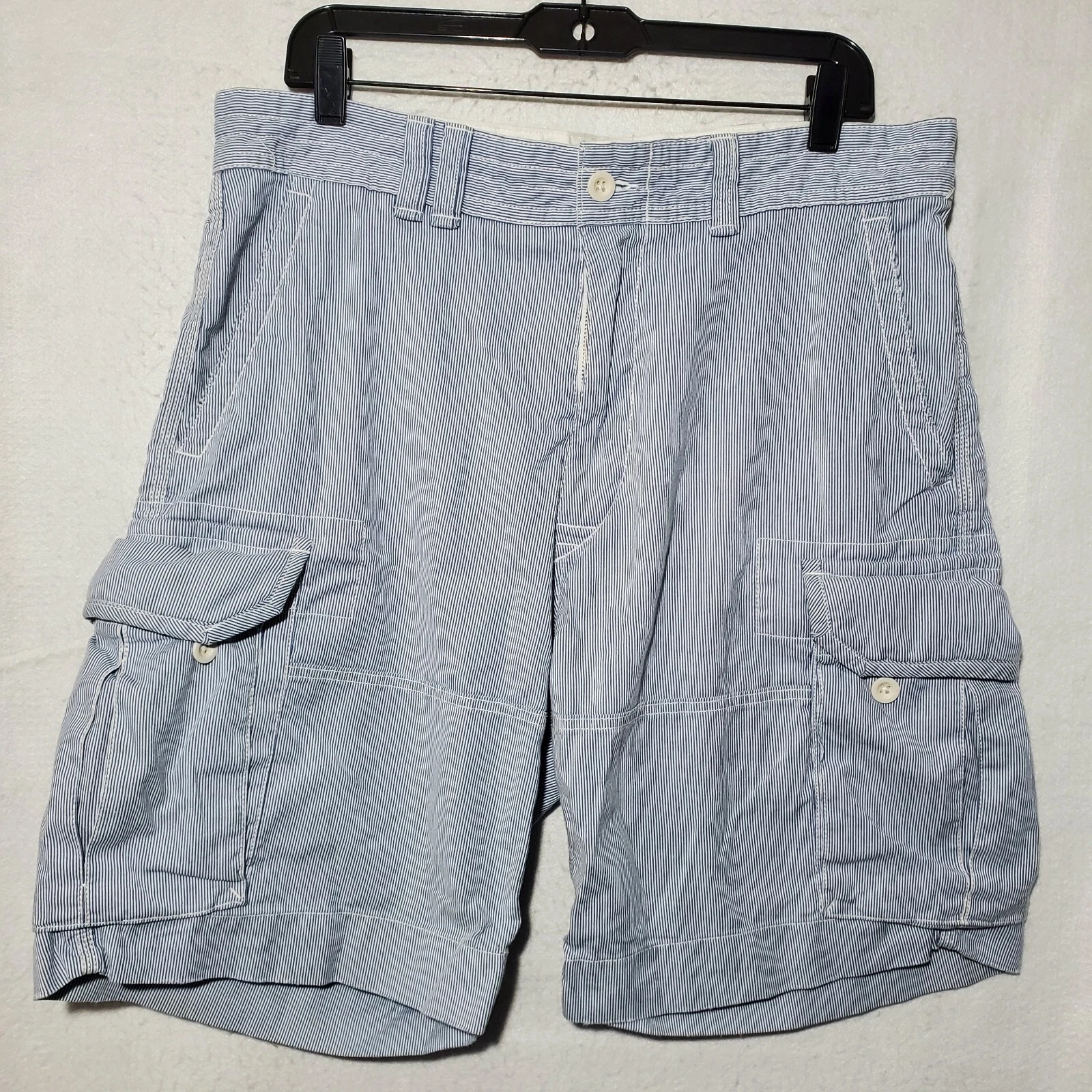 Polo Ralph Lauren Shorts Mens 35 Blue Striped Chino Golfer Golf Casual Cargo