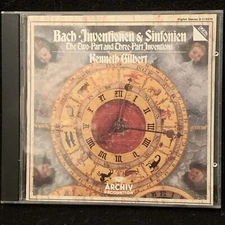 BACH 2 & 3 Part Inventions - KENNETH GILBERT - ARCHIV CD SOLID SILVER 1985 NM