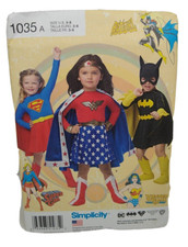 Simplicity 1035 Girls Super Heros Costumes Pattern New Size 3-8 Envelope Damage