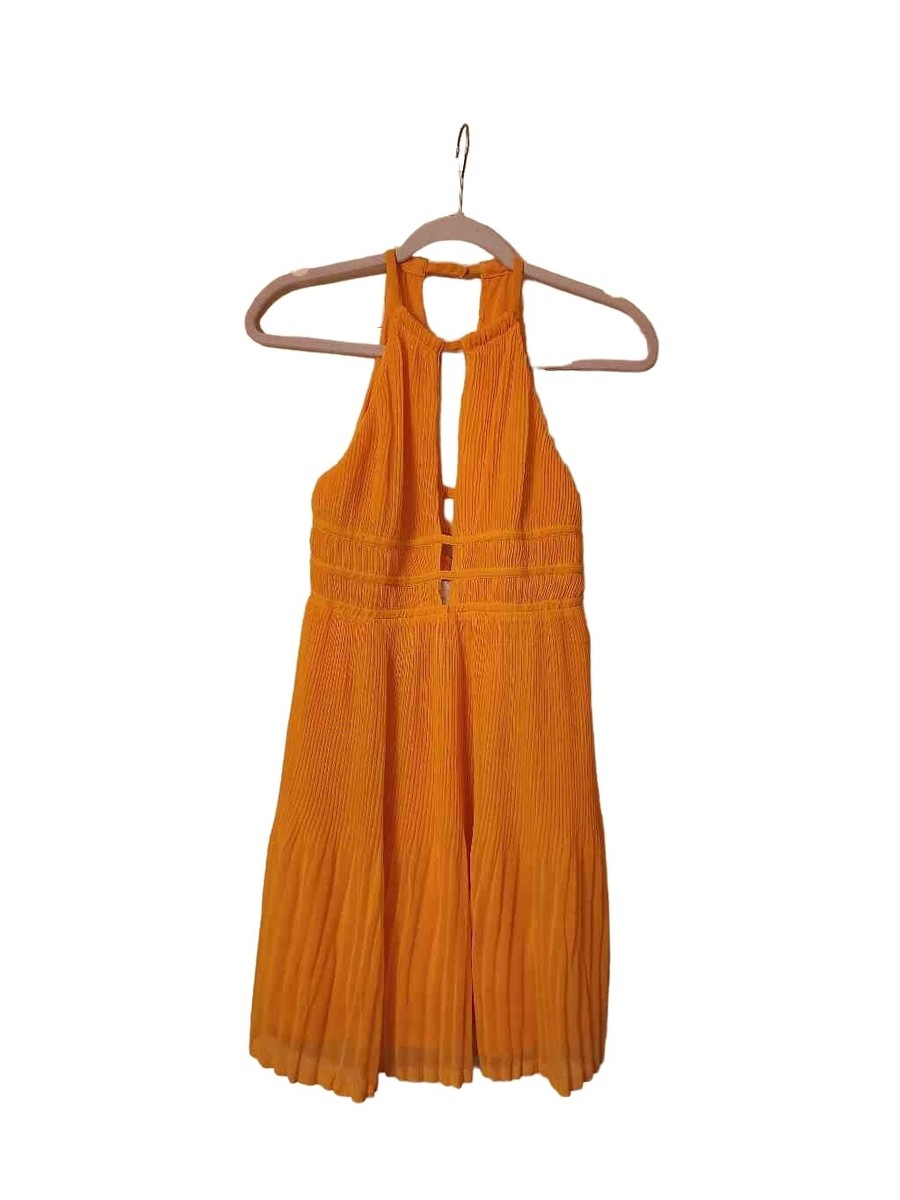 h&m orange halter dress Ladies - Bright Orange Tiered Halterneck Dress - Size: L