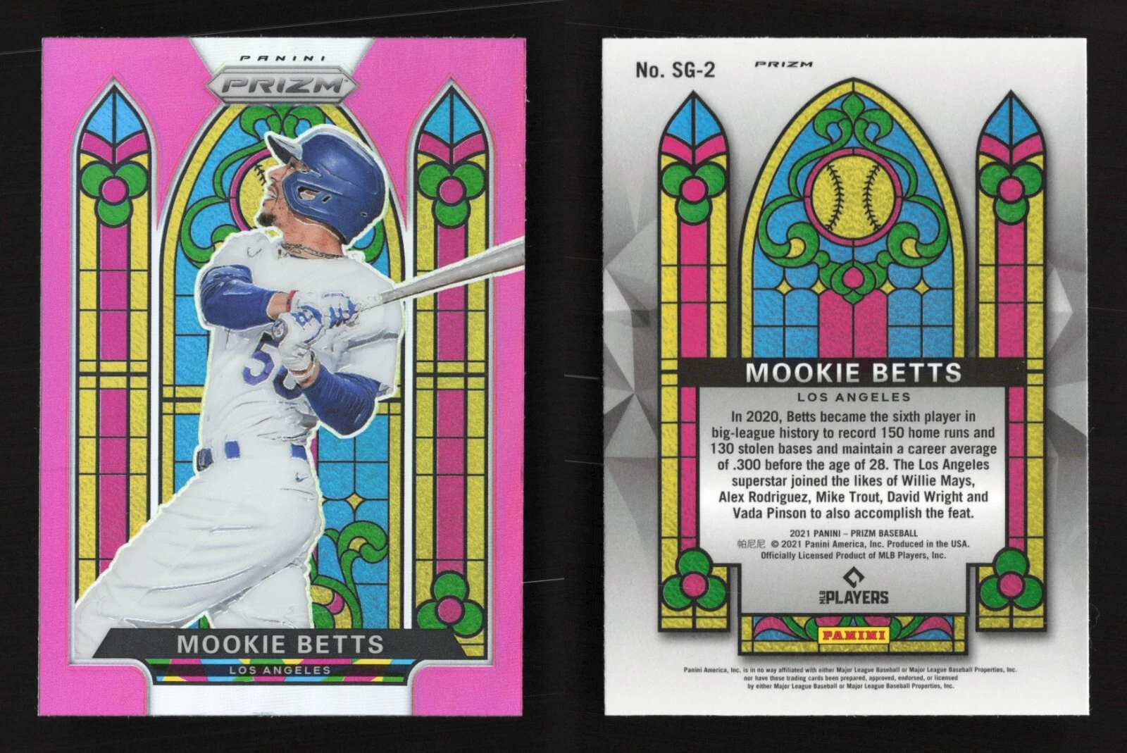 2021 Panini Prizm MOOKIE BETTS #SG-2 Stained Glass PINK Prizm