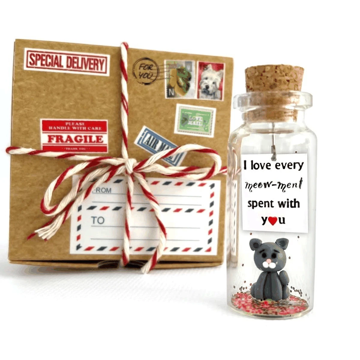 Cute Girlfriend and Boyfriend Gifts Message in a Bottle in Craft Gift Box