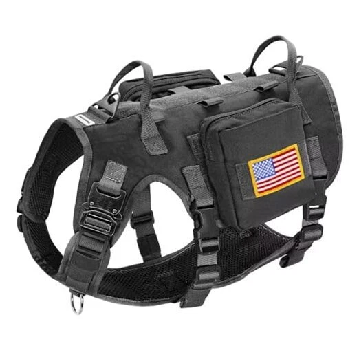 Dog Harness Medium Sized Dog,Tactical L:Chest 21.5-45.0",Neck 19.5-39.0" Black