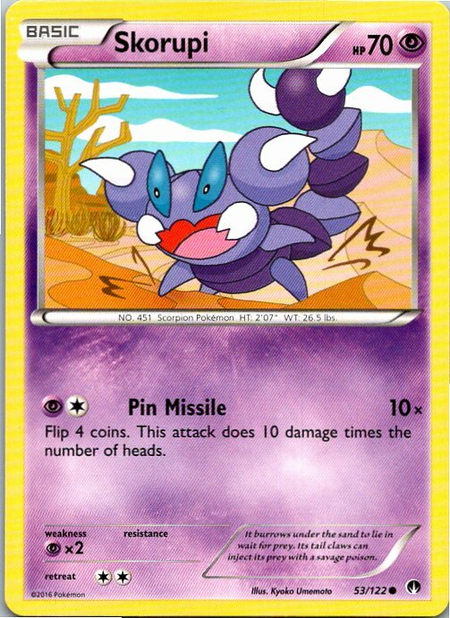 Skorupi 53/122 Common Regular Pokemon XY Breakpoint Mint