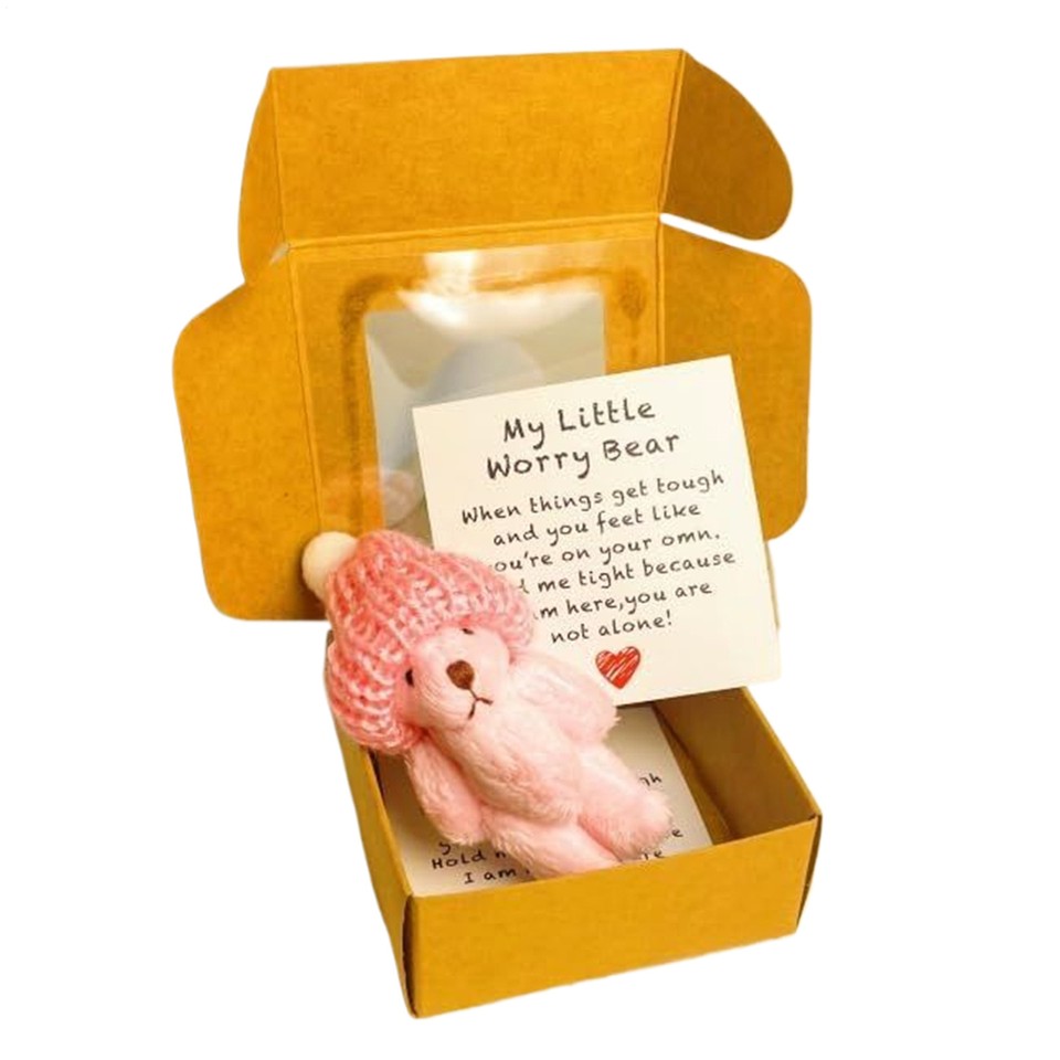 My Little Worry Bear in a Box, set di 2 mini orsetti di peluche con